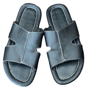Donald J Pliner Men's Black Pebble Leather Slide Sandals Size 15